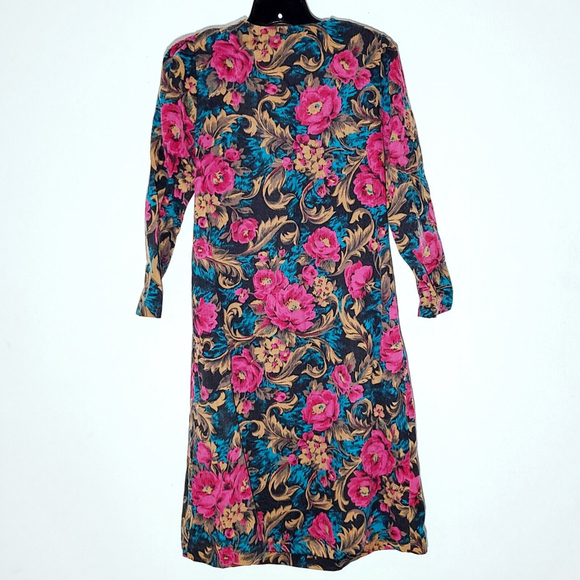 Vintage 1980s Multicolor Floral Worthington Church Dress Size 2 Petite - Picture 4 of 8